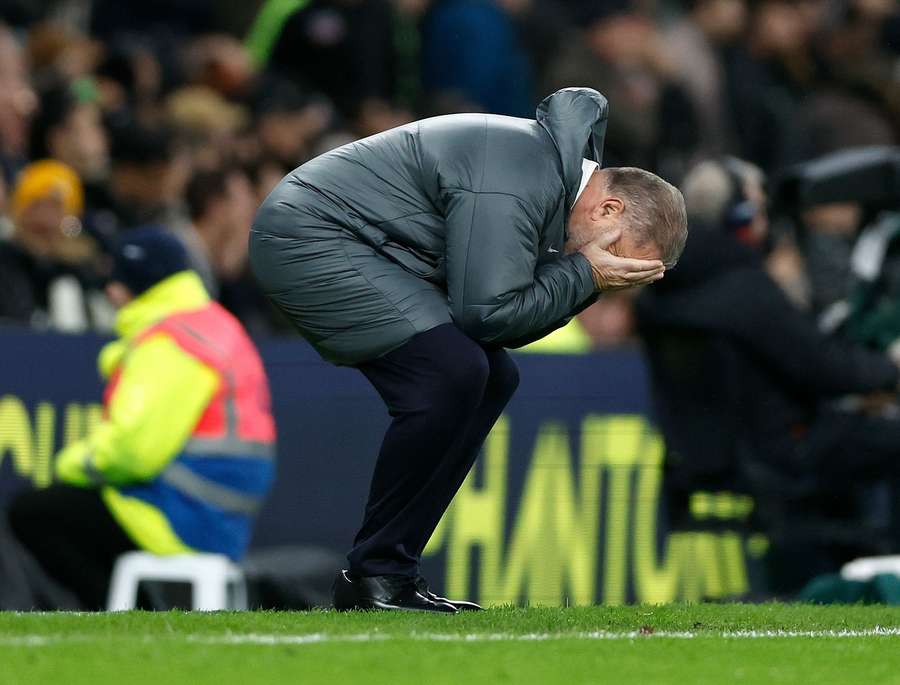 Ange Postecoglou looks dejected during his side's defeat to Chelsea
