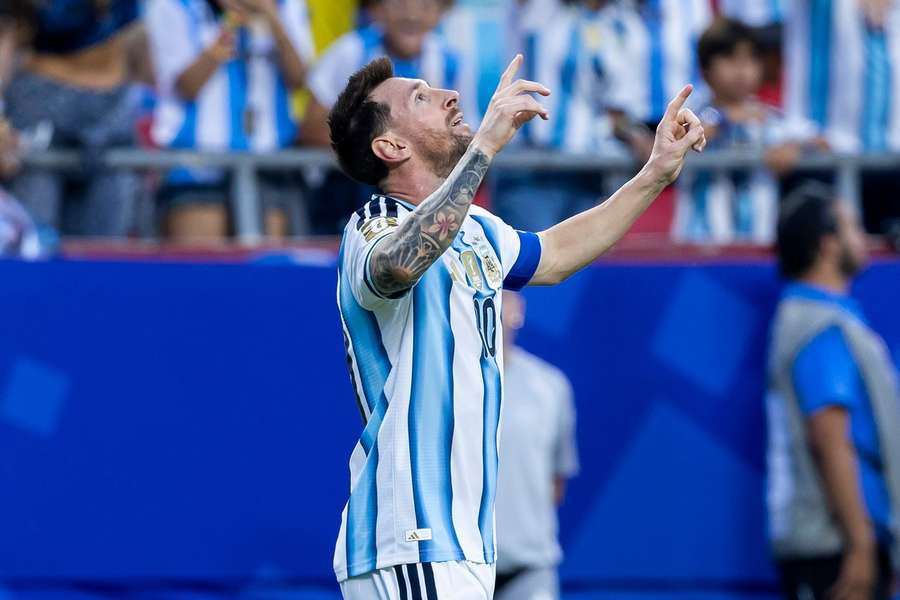 Lionel Messi celebrates after scoring the opening goal against Algeria Lionel Messi celebrates after scoring the opening goal against Algeria