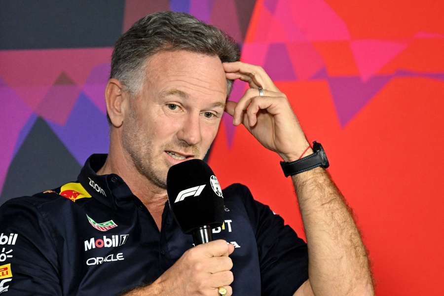 Red Bull Racing's team principal Christian Horner attends a press conference 