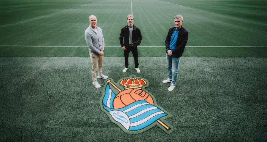Tres de los cuatro jugadores de la Real Sociedad que recibirán su homenaje