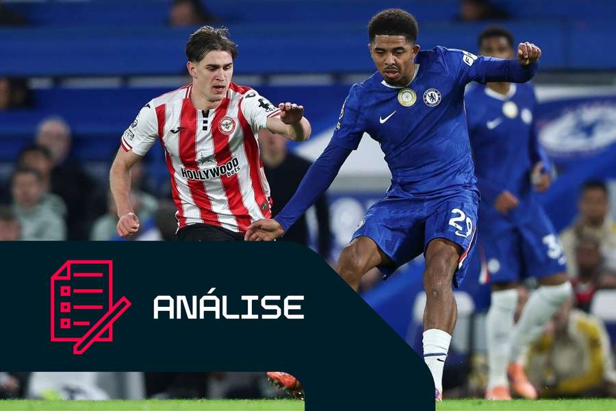 Wesley Fofana, do Chelsea, pressionado durante um jogo recente frente ao Brentford Wesley Fofana, do Chelsea, pressionado durante um jogo recente frente ao Brentford