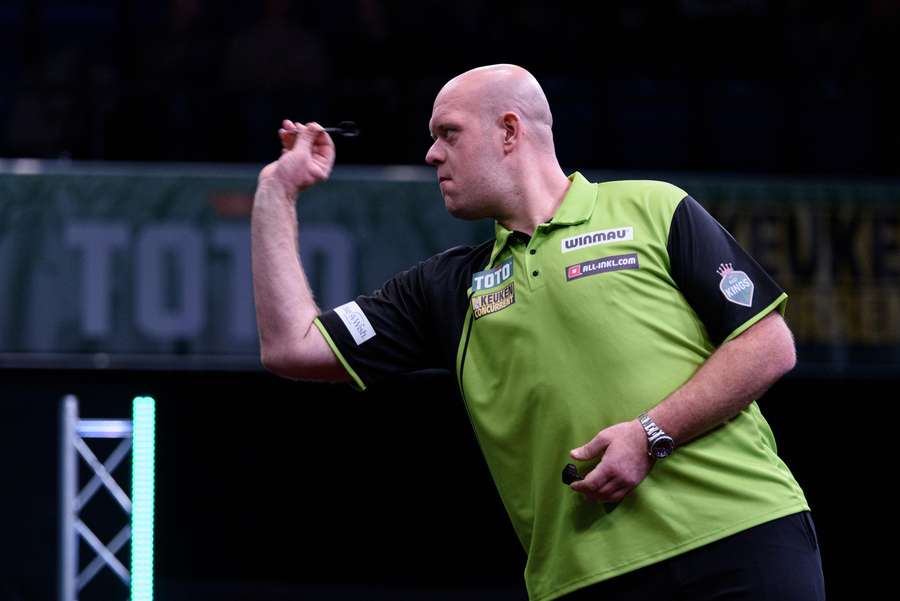 Michael van Gerwen during his Dutch Darts Masters match against Dirk van Duijvenbode