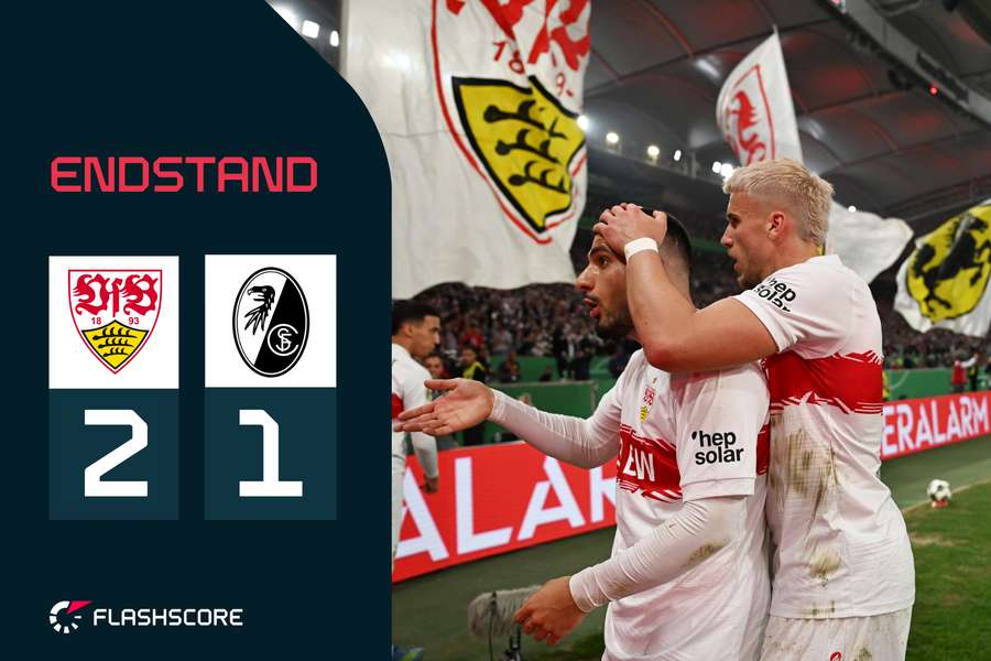 Deniz Undav (l.) bejubelt das zwischenzeitliche 1:1 für Stuttgart gegen Freiburg.