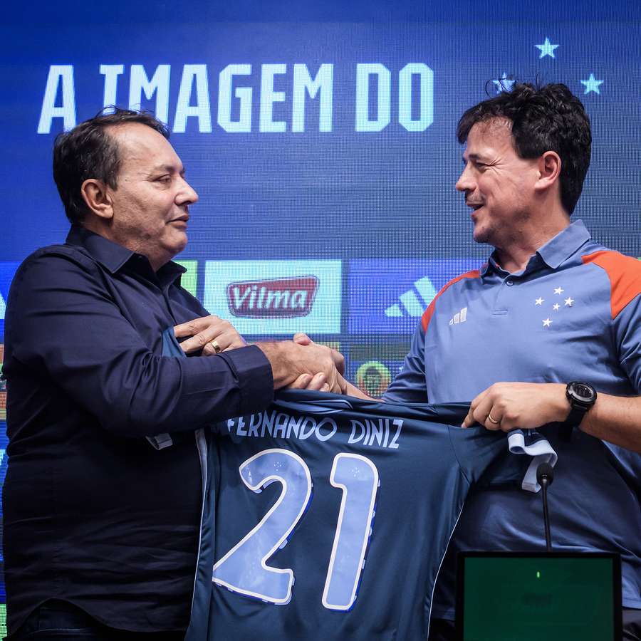 Fernando Diniz e Pedro Lourenço, dono da SAF do Cruzeiro