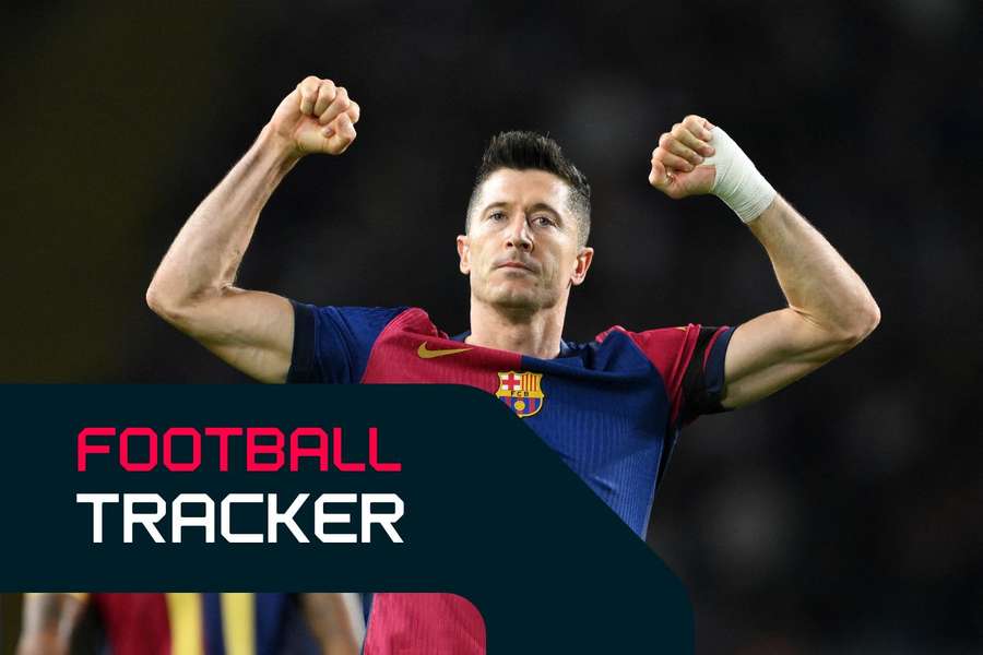 Robert Lewandowski scored two first-half goals for Barca