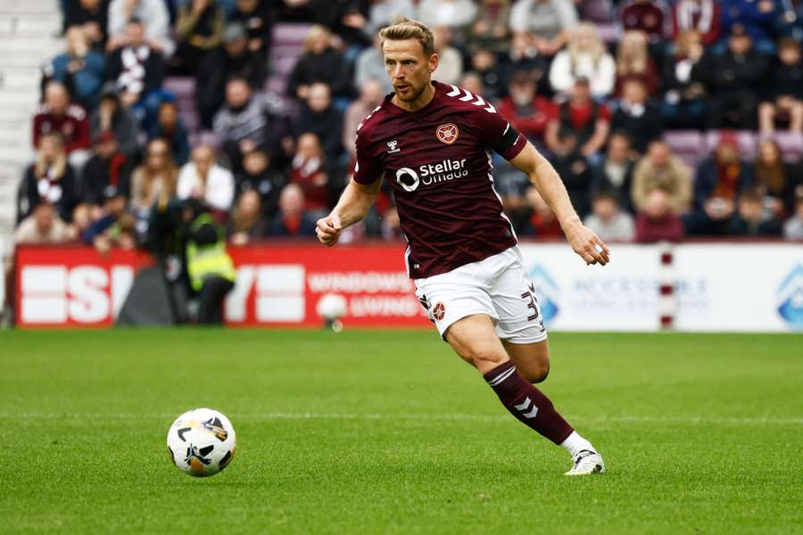Stephen Kingsley in action for Hearts.