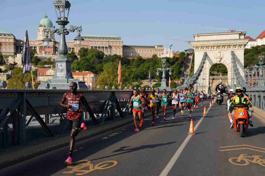 Kenya's Timothy Kiplagat competes in the men's marathon during the World Athletics Championships