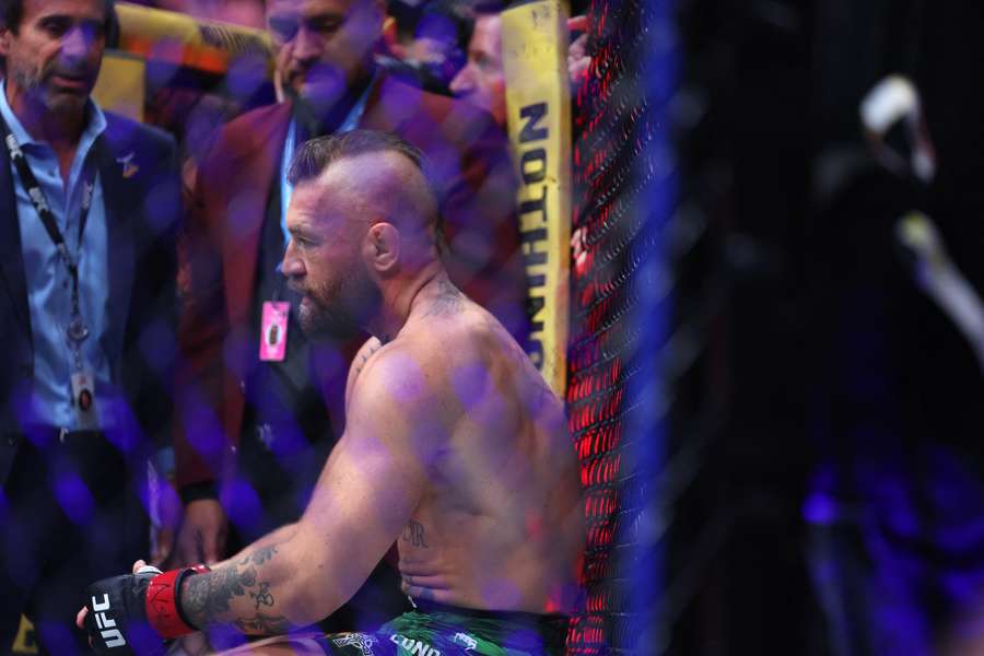 Conor McGregor looks on forlornly after an early exit from his highly anticipated comeback. Conor McGregor looks on forlornly after an early exit from his highly anticipated comeback.