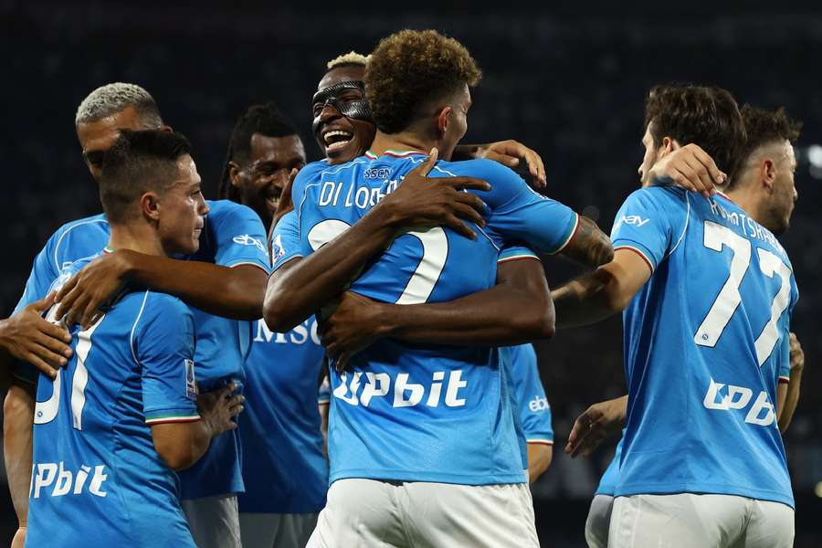 Napoli celebrate their second goal