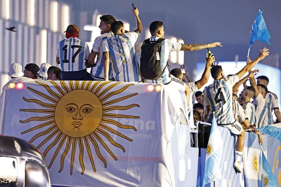 Argentinian players celebrating their win