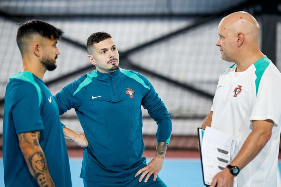 João Matos, Bruno Coelho e Jorge Braz no treino da Seleção Nacional