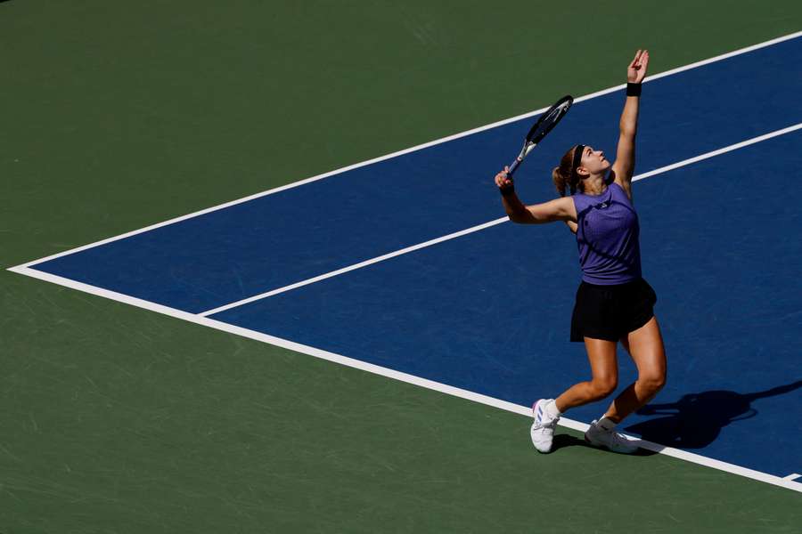 Karolina Muchova in action during her round of 16 tie