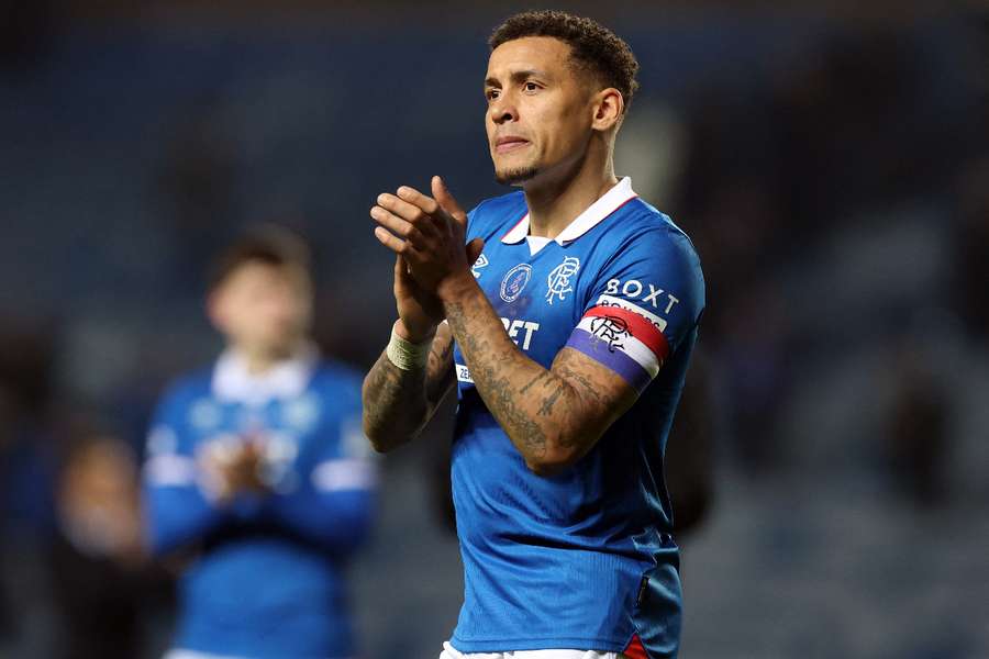 James Tavernier applauds the fans