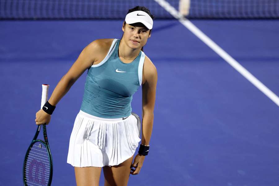 Raducanu on court in Dubai