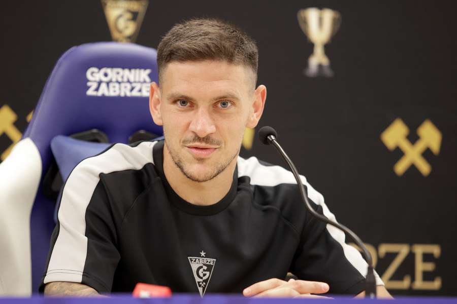 Zabrze, 15.07.2026. Kapitan Górnika Erik Janza podczas konferencji prasowej w Zabrzu. Zabrze, 15.07.2026. Kapitan Górnika Erik Janza podczas konferencji prasowej w Zabrzu.