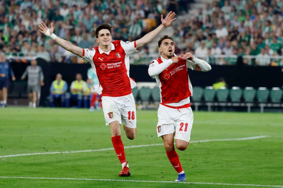 Ricardo Horta, capitão do SC Braga, celebra golo frente ao Betis