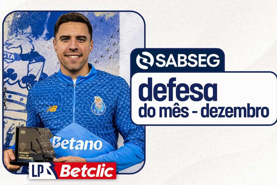 Bednarek com o prémio de defesa do mês de dezembro