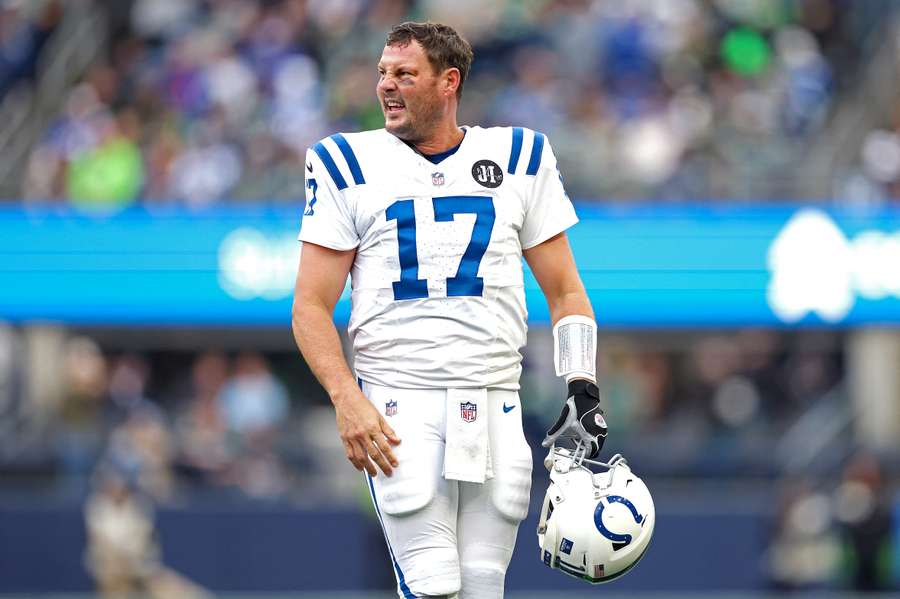 Colts QB Philip Rivers reacts during game against Seattle Seahawks (2025) Colts QB Philip Rivers reacts during game against Seattle Seahawks (2025)
