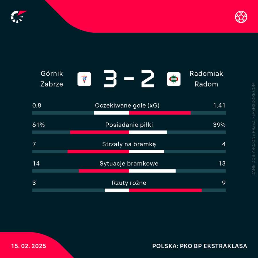 Statystyki meczu Górnik - Radomiak