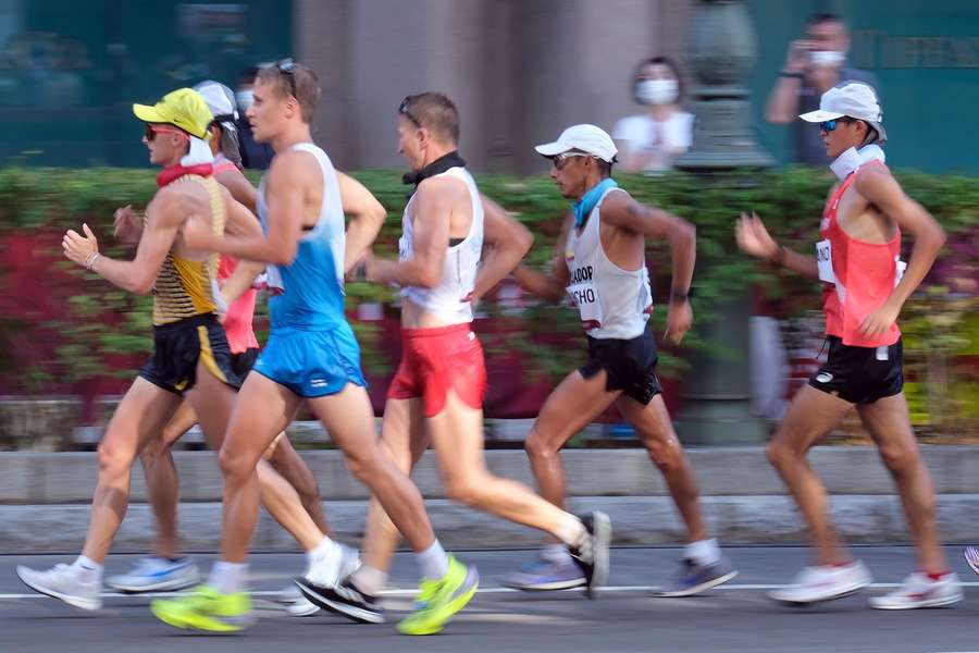 The men's 50km race walk at Tokyo 2020. The event has been scrapped for Paris 2024