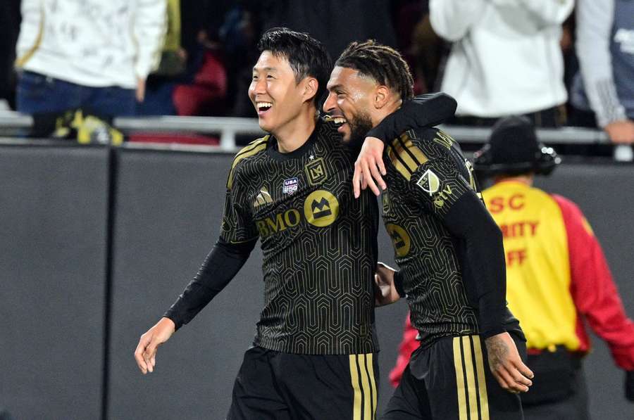Son Heung-min and Denis Bouanga celebrate one of LAFC's goals in their win over Inter Miami in the MLS. Son Heung-min and Denis Bouanga celebrate one of LAFC's goals in their win over Inter Miami in the MLS.