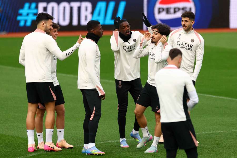 PSG's players train at Villa Park ahead of the second leg