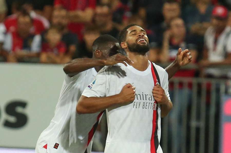 Milan's Ruben Loftus Checek celebrates after scoring