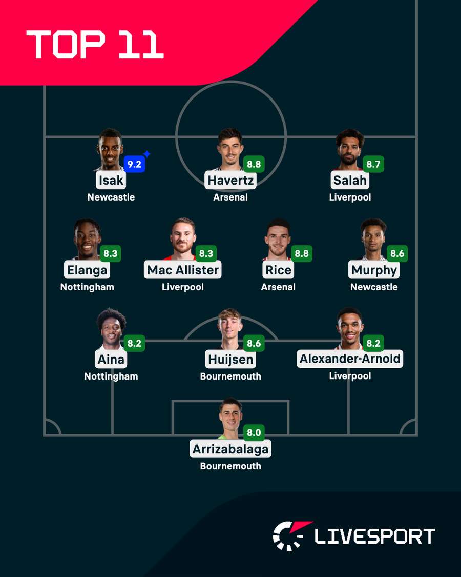 Nejlepší jedenáctka 17. kola Premier League.