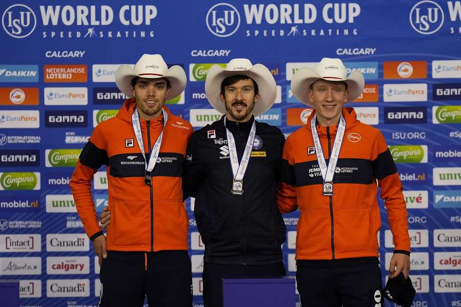 Het podium op de 10 kilometer in Calgary