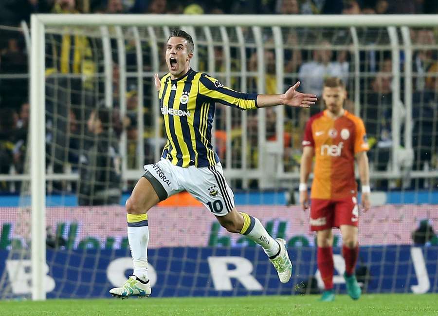Fenerbahce's Robin van Persie celebrates scoring a goal in the derby against Galatasaray on November 20th, 2016 Fenerbahce's Robin van Persie celebrates scoring a goal in the derby against Galatasaray on November 20th, 2016