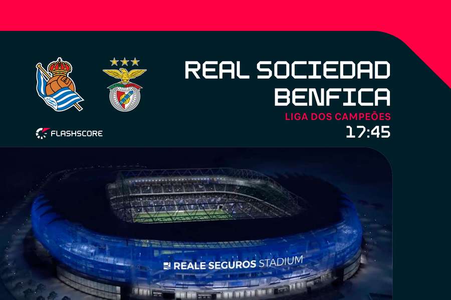 Jogo Benfica hoje: transmissão Benfica x Real Sociedad ao vivo