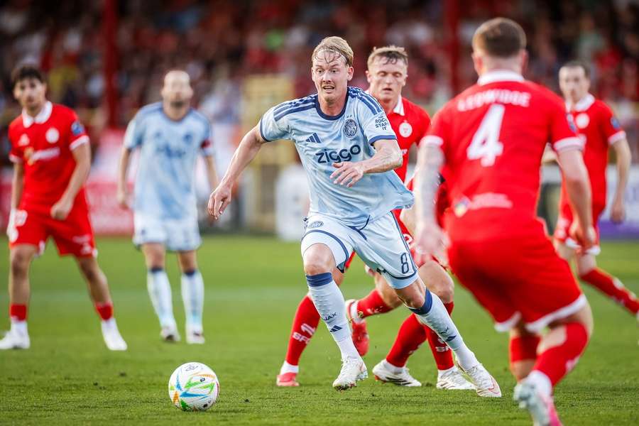 Ajax's Julian Brandt plays through Shelbourne's midfield Ajax's Julian Brandt plays through Shelbourne's midfield