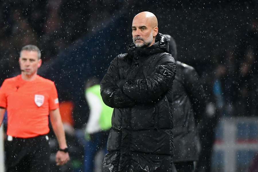 Guardiola, durante el partido de Champions ante el PSG