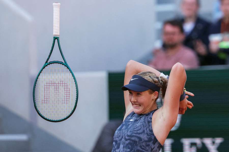 Andreeva celebrates after match point