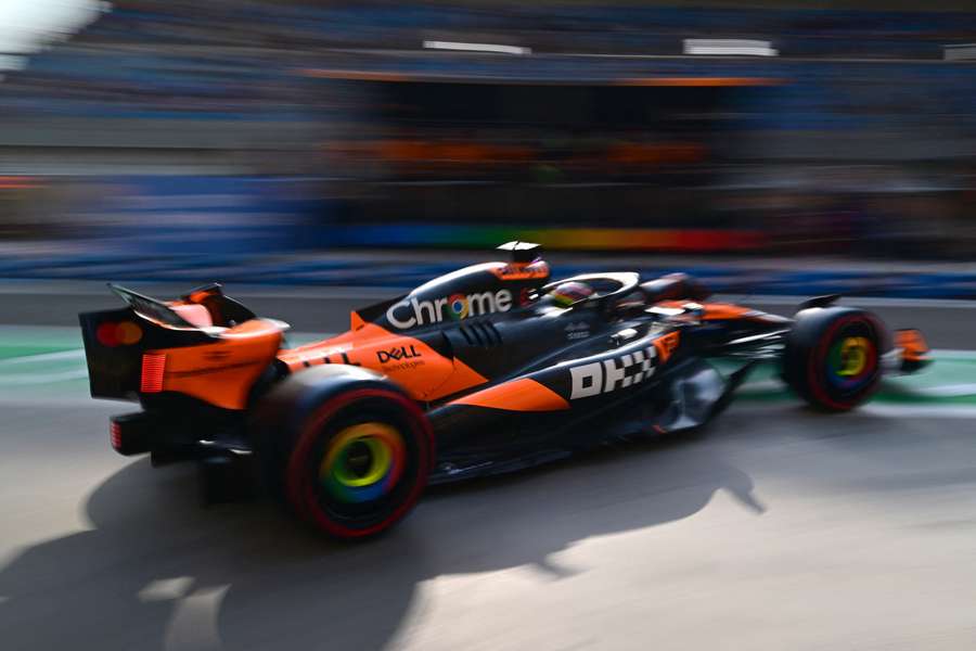 McLaren's Oscar Piastri drives during the third practice session ahead of the Bahrain Formula One Grand Prix