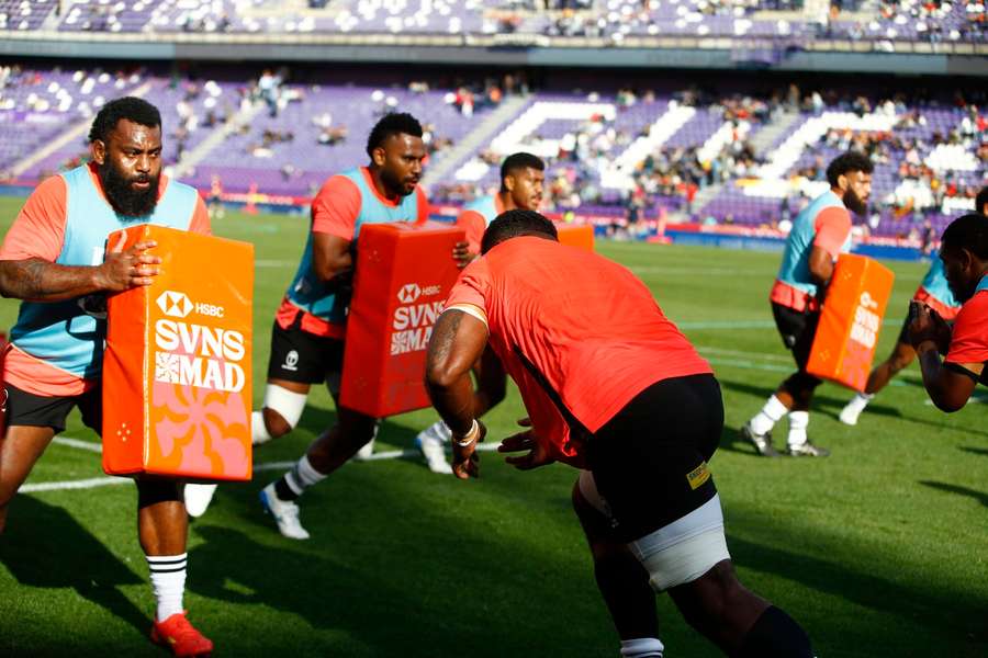 Fiji players during a training session in Spain