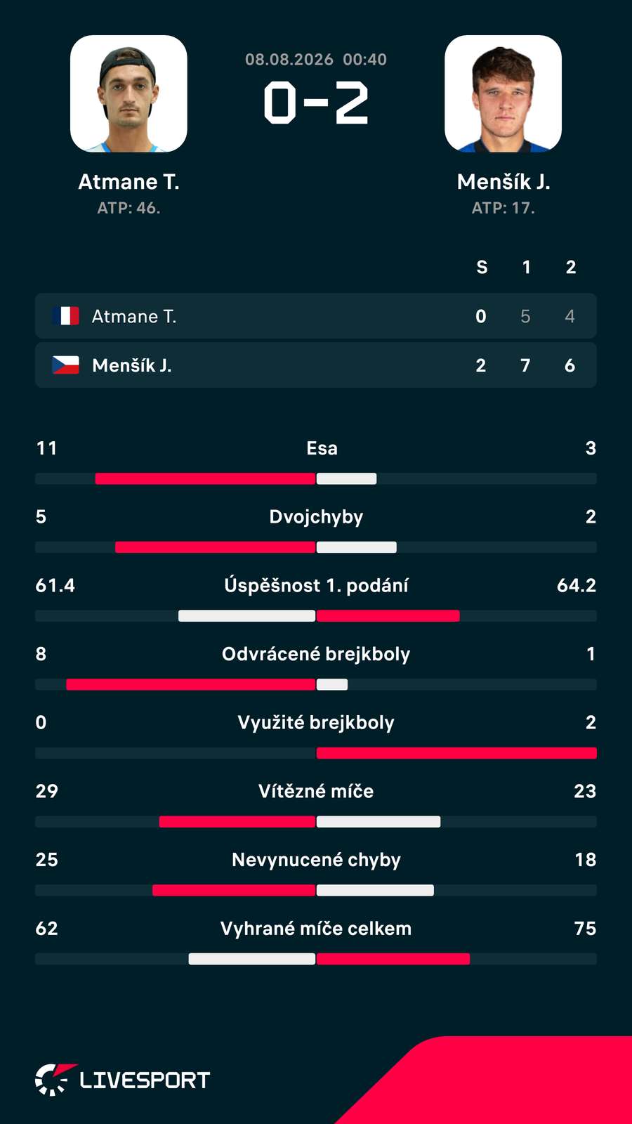 Statistiky zápasu.