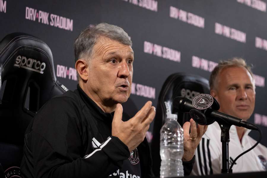 El 'Tata' Martino durante su presentación con el Inter Miami.