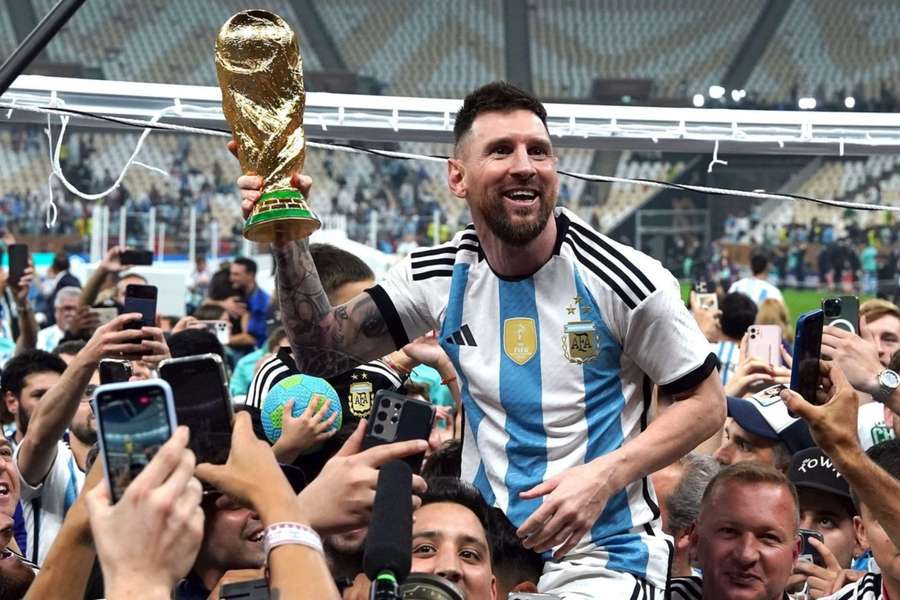 Lionel Messi lifts the World Cup in Qatar 2022