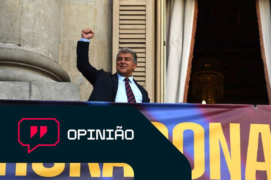 Joan Laporta nos festejos após os quatro golos das mulheres do Barça