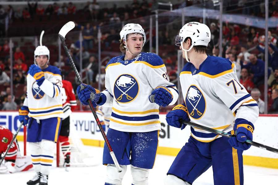 Buffalo Sabres players celebrate Atlantic Division title Buffalo Sabres players celebrate Atlantic Division title