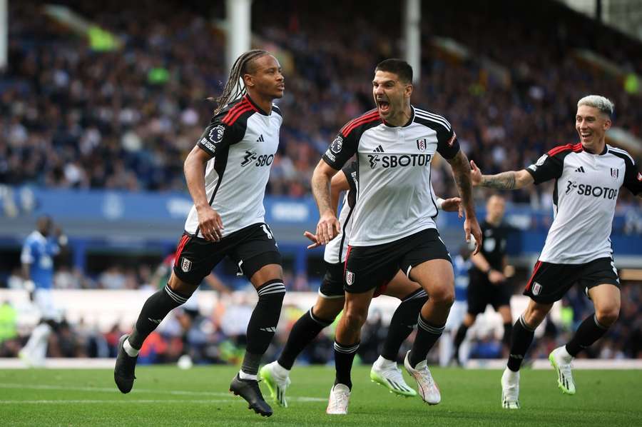 Bobby De Cordova-Reid of Fulham celebrates scoring the opening goal