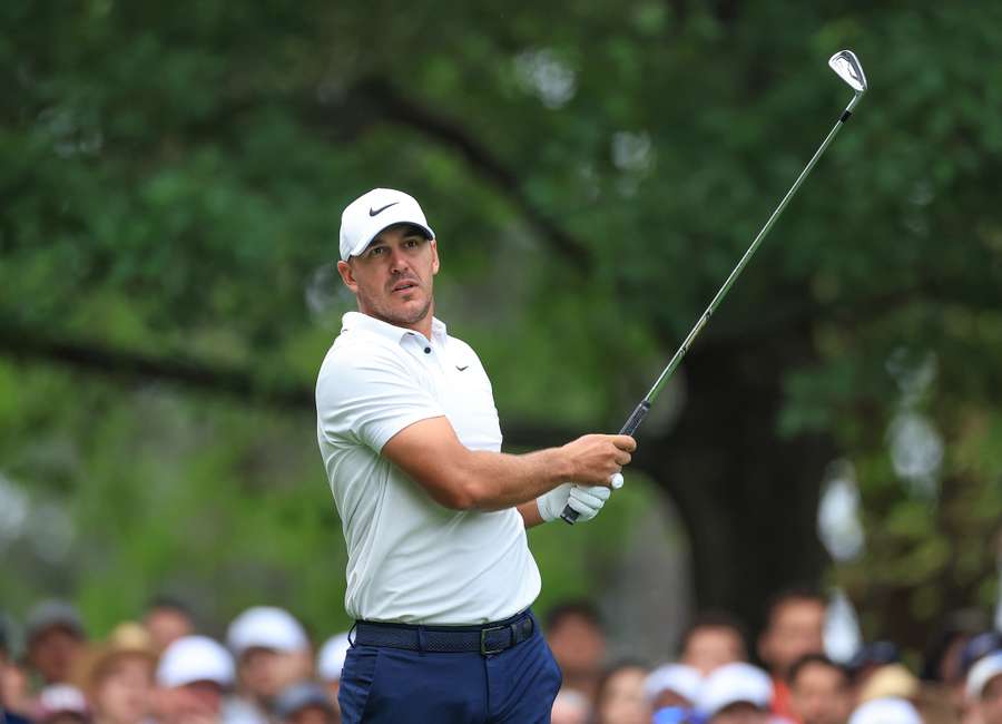 Brooks Koepka of the United States plays his tee shot