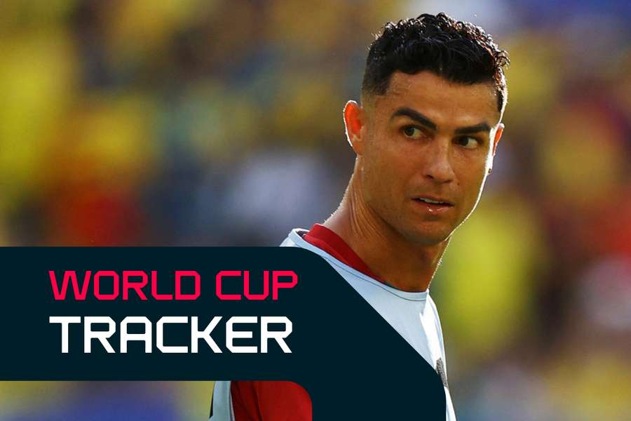 Cristiano Ronaldo warming up ahead of Portugal's game against Colombia.