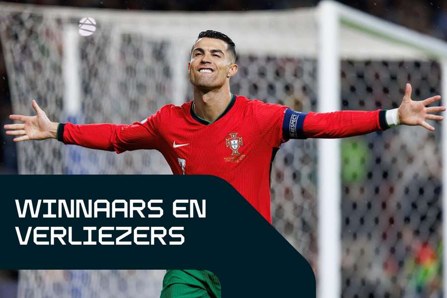 Cristiano Ronaldo viert zijn treffer tegen Polen