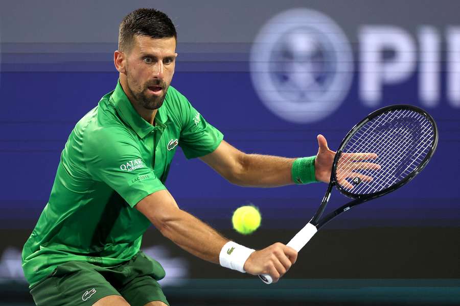 Djokovic in action in Miami