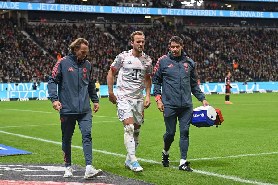 Harry Kane limps off during the game against Frankfurt over the weekend