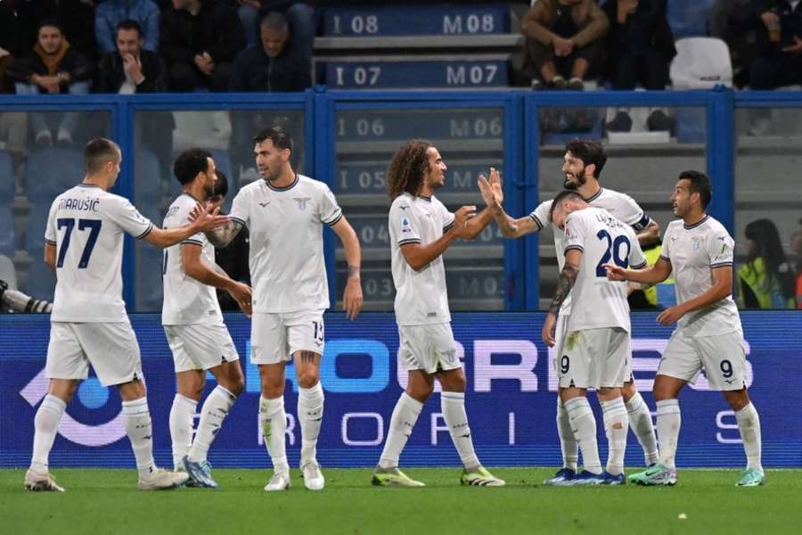 Lazio celebrate a goal against Sassuolo
