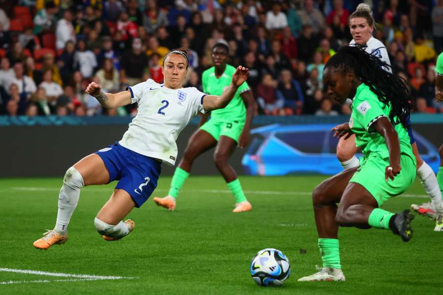 Lucy Bronze in action for England against Nigeria