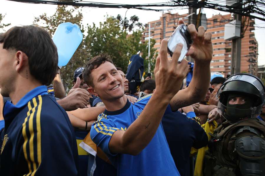 Ander Herrera avec les fans de Boca.